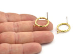 Brass Round Earring, 4 Raw Brass Circle Stud Earrings (18x2mm) N2433