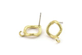 Brass Round Earring, 6 Raw Brass Circle Stud Earrings (12x2mm) N2430