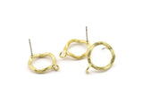 Brass Round Earring, 6 Raw Brass Circle Stud Earrings (14x2mm) N2435