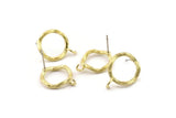 Brass Round Earring, 6 Raw Brass Circle Stud Earrings (14x2mm) N2435