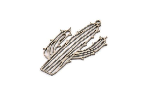 Steel Cactus Charm, 6 Stainless Steel Cactus Charms With 1 Loop, Earring Charms (39x23x0.80mm) SMP1120