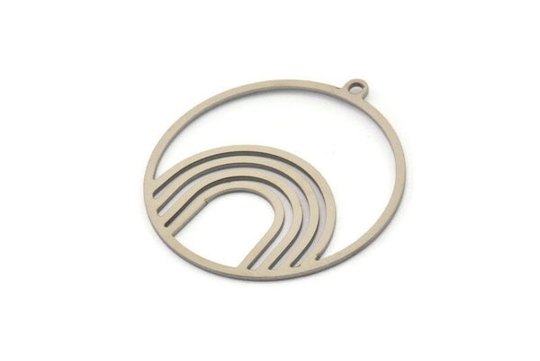 Steel Round Charm, 8 Stainless Steel Rainbow Patterned Round Shaped Charms With 1 Loop, Findings (33x31x0.80mm) SMP1125