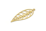 Brass Leaf Charm, 8 Raw Brass Leaf Charms With 1 Loop, Charm Pendants (34x13x0.60mm) SMP1020