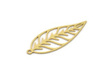 Brass Leaf Charm, 8 Raw Brass Leaf Charms With 1 Loop, Charm Pendants (34x13x0.60mm) SMP1020