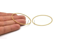 Brass Circle Earring, 6 Raw Brass Circle Stud Earrings (52x1.3x1mm) A6095 A3224