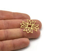 Brass Flower Charm, 4 Raw Brass Flower Charms, Charm Pendants, Connector Findings (31x30x0.60mm) SMP1024