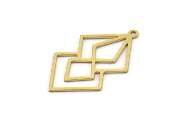 Brass Diamond Charm, 8 Raw Brass Diamond Shaped Charms With 1 Loop, Pendant Findings (28x16x0.60mm) SMP1025
