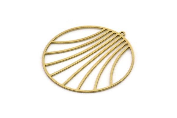 Brass Round Charm, 2 Raw Brass Round Shaped Charms With 1 Loop, Earring Findings, Geometric Charms (38x36x0.60mm) SMP1026