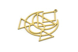 Brass Moon Charm, 4 Raw Brass Crescent Moon Charms With 1 Loop, Triangle Charms, Findings (33x31x0.60mm) SMP1027