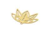Brass Flower Charm, 6 Raw Brass Lotus Flower Charms With 1 Loop, Findings (21x30x0.60mm) SMP1030