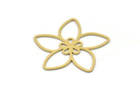 Brass Flower Charm, 4 Raw Brass Flower Charms, Charm Pendants, Connector Findings (31x30x0.60mm) SMP1033