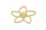 Brass Flower Charm, 4 Raw Brass Flower Charms, Charm Pendants, Connector Findings (31x30x0.60mm) SMP1033