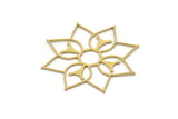 Brass Flower Charm, 4 Raw Brass Flower Charms, Charm Pendants, Connector Findings (34x31x0.60mm) SMP1038