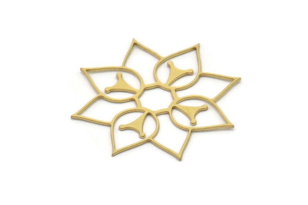 Brass Flower Charm, 4 Raw Brass Flower Charms, Charm Pendants, Connector Findings (34x31x0.60mm) SMP1038