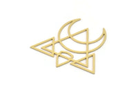 Brass Moon Charm, 4 Raw Brass Crescent Moon Charms, Triangle Charms, Findings (32x34x0.60mm) SMP1039