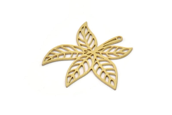 Brass Leaf Charm, 6 Raw Brass Leaf Charms With 1 Loop, Charm Pendants (31x30x0.60mm) SMP1041