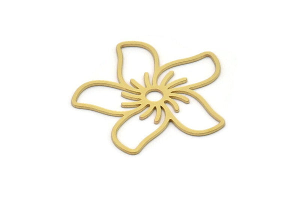 Brass Flower Charm, 4 Raw Brass Flower Charms, Charm Pendants, Connector Findings (30x29x0.60mm) SMP1042