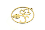 Brass Round Charm, 4 Raw Brass Flower Charms With 1 Loop, Findings (30x28x0.60mm) SMP1044
