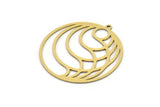 Brass Round Charm, 2 Raw Brass Round Shaped Charms With 1 Loop, Earring Findings, Geometric Charms (33x31x0.60mm) SMP1045