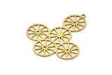 Brass Round Charm, 4 Raw Brass Round Shaped Charms With 1 Loop, Earring Findings, Geometric Charms (36x32x0.60mm) SMP1047