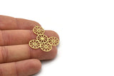 Brass Round Charm, 4 Raw Brass Round Shaped Charms With 1 Loop, Earring Findings, Geometric Charms (36x32x0.60mm) SMP1047