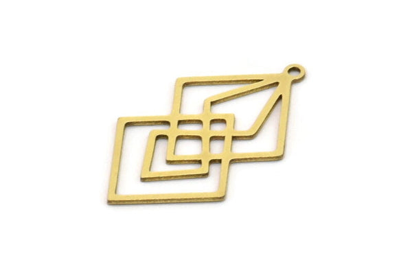 Brass Diamond Charm, 8 Raw Brass Diamond Shaped Charms With 1 Loop, Pendant Findings (29x17x0.60mm) SMP1049