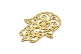 Brass Hand Charm, 4 Raw Brass Hand Shaped Charms With 1 Loop, Earrings, Findings (38x31x0.60mm) SMP1053 A6299