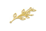 Brass Leaf Charm, 10 Raw Brass Branch Charms With 1 Loop, Charm Pendants (36x15x0.60mm) SMP1054