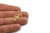 Brass Leaf Charm, 10 Raw Brass Branch Charms With 1 Loop, Charm Pendants (36x15x0.60mm) SMP1054