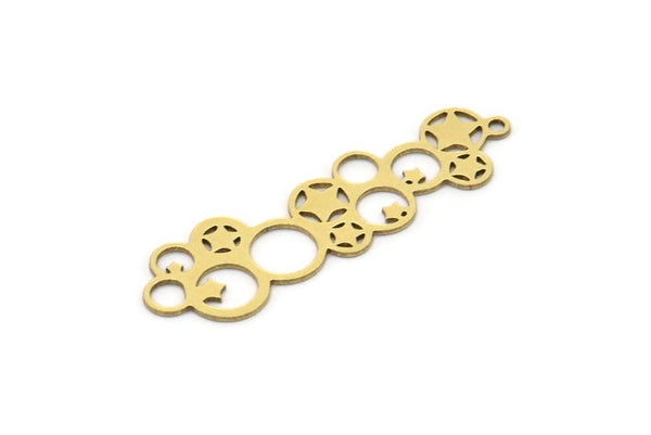 Brass Round Charm, 6 Raw Brass Round Shaped Charms With 1 Loop, Earring Findings, Geometric Charms (40x12x0.60mm) SMP1055