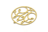 Brass Round Charm, 4 Raw Brass Branch Patterned Round Shaped Charms With 1 Loop, Charm Pendants (31x29x0.60mm) SMP1056