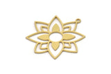 Brass Flower Charm, 4 Raw Brass Flower Charms With 1 Loop, Charm Pendants, Findings (30x29x0.60mm) SMP1058
