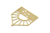Brass Triangle Charm, 2 Raw Brass Sun Charms With 1 Loop, Findings (36x32x0.60mm) SMP1061