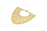 Brass D Shaped Charm, 2 Raw Brass D Shaped Charms With 1 Loop, Sun Charms, Findings (35x36x0.60mm) SMP1062