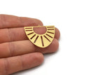 Brass D Shaped Charm, 2 Raw Brass D Shaped Charms With 1 Loop, Sun Charms, Findings (35x36x0.60mm) SMP1062