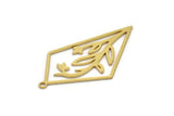 Brass Irregular Charm, 6 Raw Brass Irregular Shaped Charms With 1 Loop, Findings (36x17x0.60mm) SMP1064