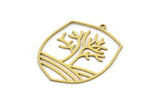 Brass Tree Charm, 4 Raw Brass Tree Shaped Charms With 1 Loop, Pendant, Earring Findings, Brass Tree Of Life (32x26x0.60mm) SMP1065