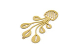 Brass Flower Charm, 6 Raw Brass Potted Plant Shaped Charms With 1 Loop, Findings (40x25x0.60mm) SMP1066