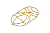 Brass Oval Charm, 2 Raw Brass Oval Charms With 1 Loop, Earring Charms (40x23x0.60mm) SMP1067