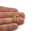 Brass Flower Charm, 6 Raw Brass Flower Shaped Charms With 5 Loops, Findings (43x22x0.60mm) SMP1071