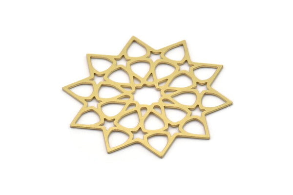 Brass Ethnic Charm, 2 Raw Brass Ethnic Motif Charms, Earring Charms, Findings (41x39x0.60mm) SMP1081