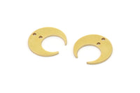 Brass Moon Charms, 24 Raw Brass Crescent Moon Charms With 2 Holes, Pendants, Earrings, Findings (14x13.5x5x0.8mm) BS 2367