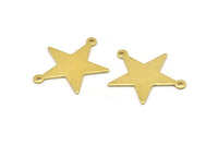 Brass Star Charm, 8 Raw Brass Star Charms With 2 Loops (27x22x0.80mm) M03412