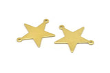 Brass Star Charm, 8 Raw Brass Star Charms With 2 Loops (27x22x0.80mm) M03412