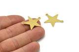 Brass Star Charm, 8 Raw Brass Star Charms With 2 Loops (27x22x0.80mm) M03412