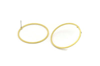 Brass Circle Earring, 8 Raw Brass Circle Stud Earrings (33x1.2x1mm) A6160 A3926