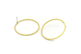 Brass Circle Earring, 8 Raw Brass Circle Stud Earrings (33x1.2x1mm) A6160 A3926