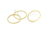 Brass Circle Earring, 8 Raw Brass Circle Stud Earrings (33x1.2x1mm) A6160 A3926