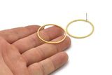Brass Circle Earring, 8 Raw Brass Circle Stud Earrings (33x1.2x1mm) A6160 A3926