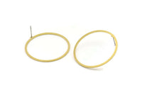 Brass Circle Earring, 8 Raw Brass Circle Stud Earrings (32.5x1.3x1mm) A6266 A2854